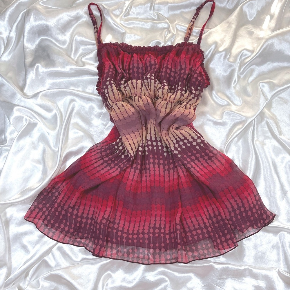 y2k Mixit Babydoll Top Red Excellent Sheer Tiered Ruffle Chiffon Blouse XL